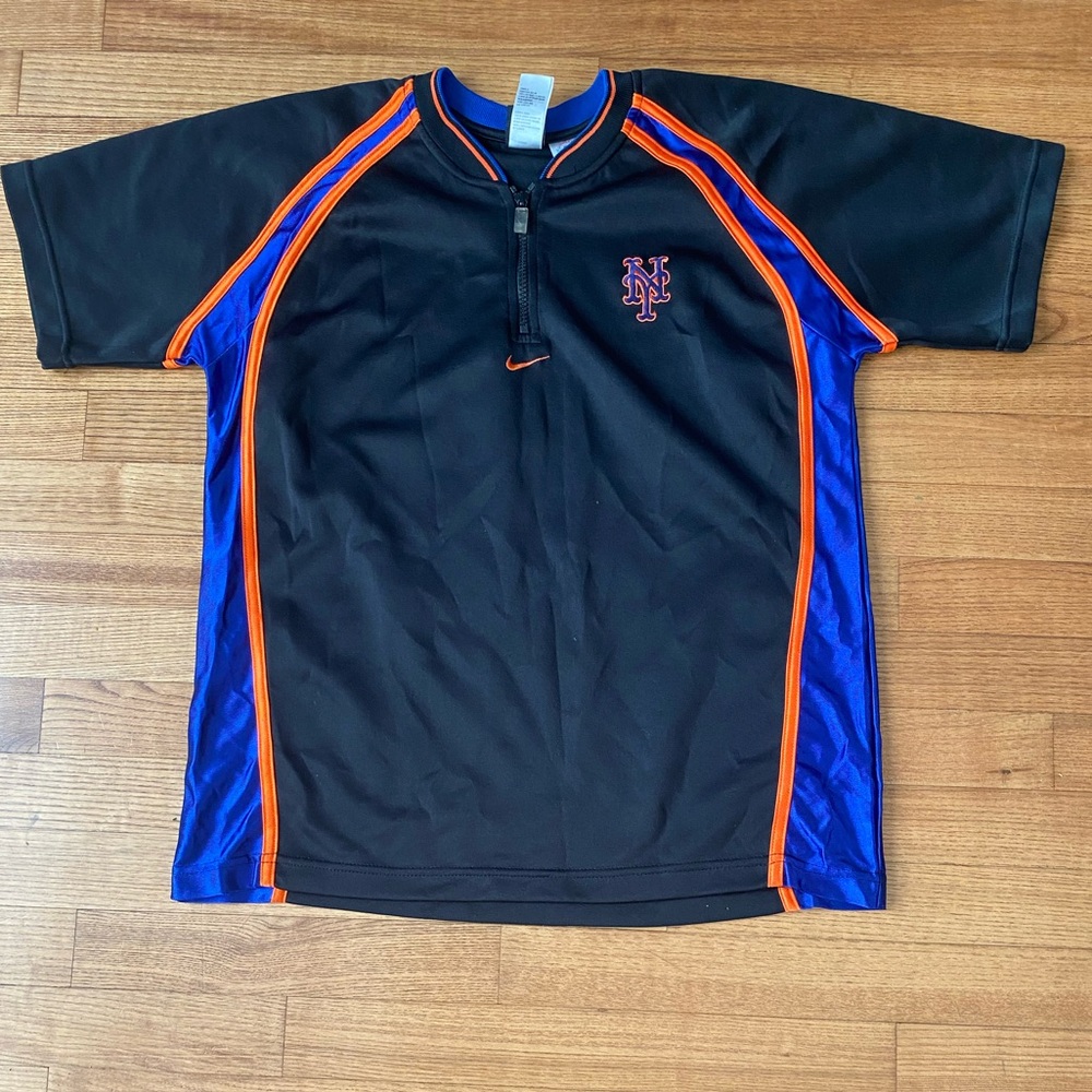 Nike team Lg 16/18 Jersey material MLB NY METS baseball black orange blue Trim